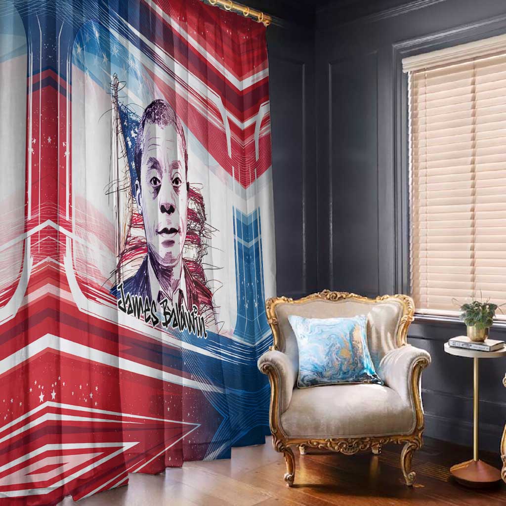 James Baldwin Window Curtain Artistic Portrait Quote on Love and Awareness Civil Rights Tribute - Wonder Print Shop