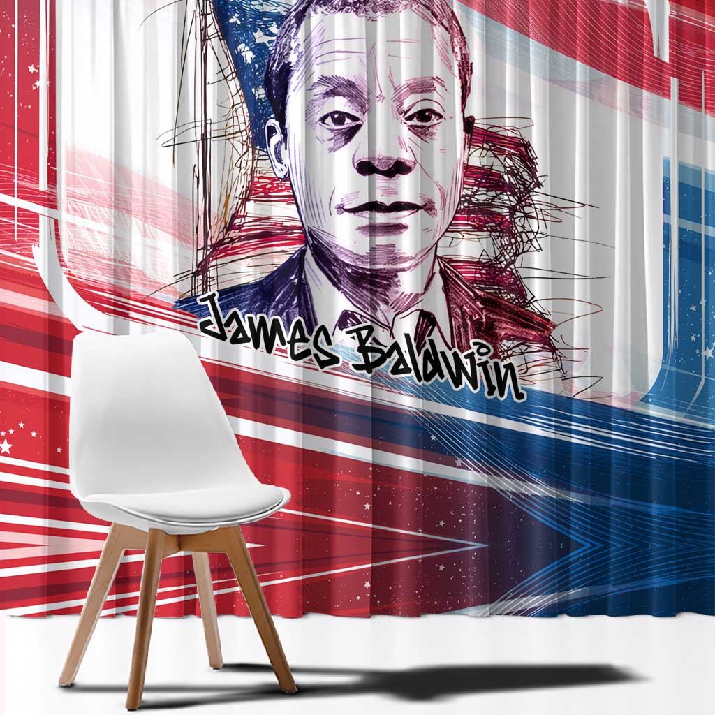 James Baldwin Window Curtain Artistic Portrait Quote on Love and Awareness Civil Rights Tribute - Wonder Print Shop