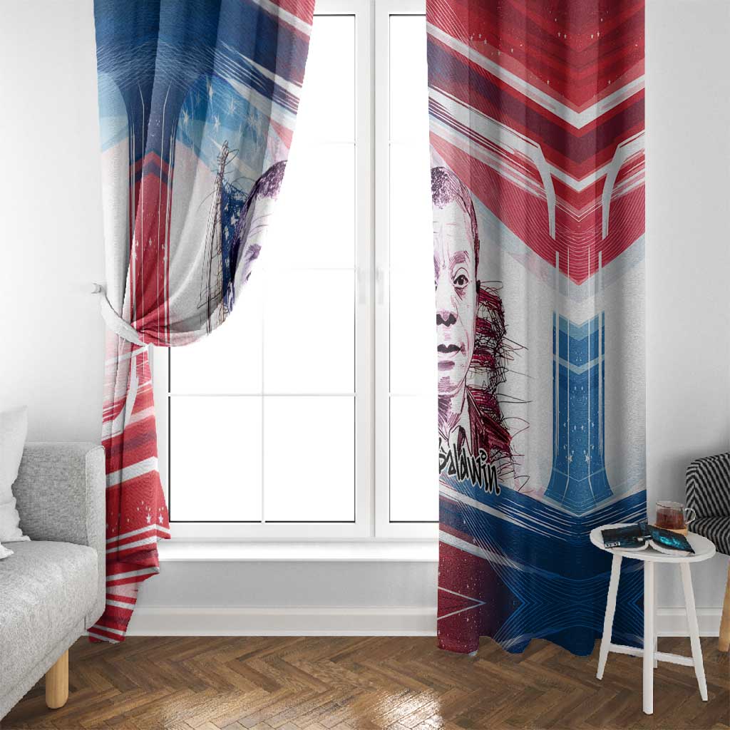 James Baldwin Window Curtain Artistic Portrait Quote on Love and Awareness Civil Rights Tribute - Wonder Print Shop