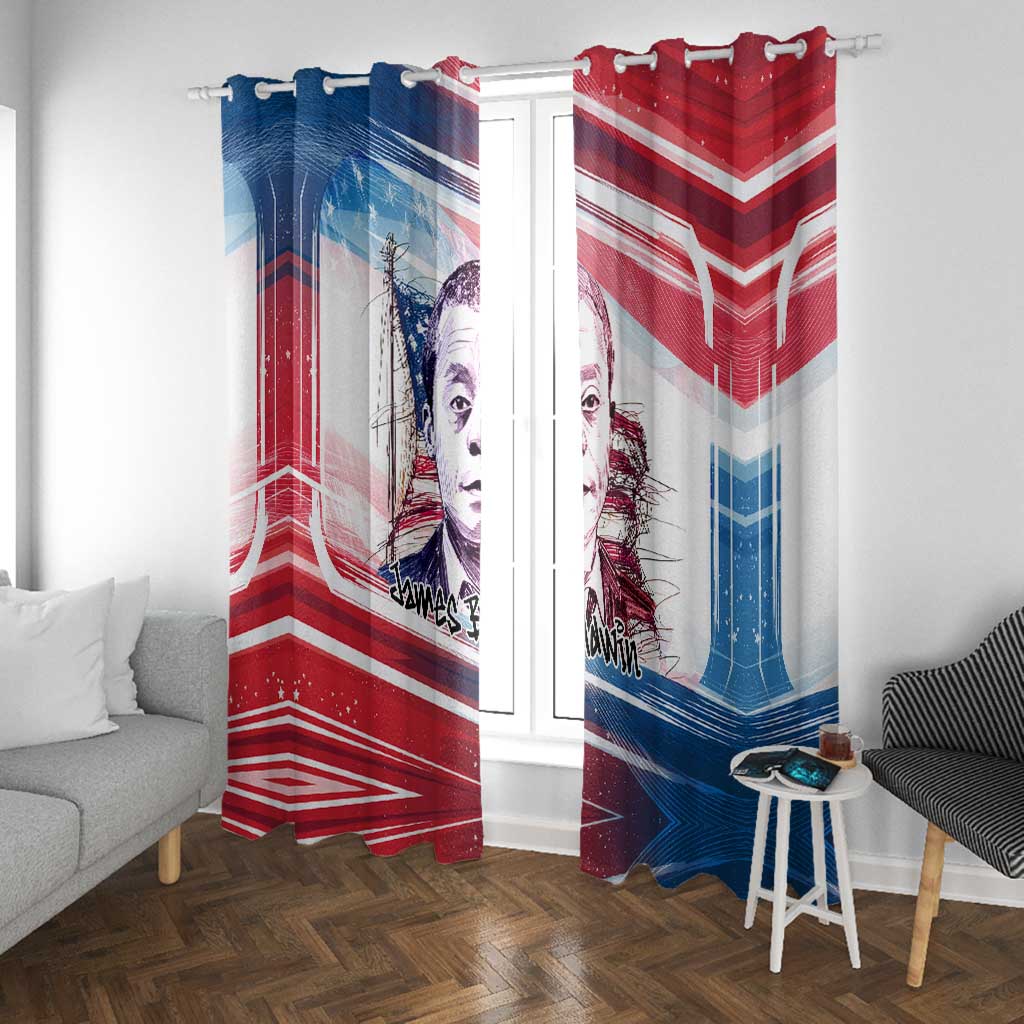 James Baldwin Window Curtain Artistic Portrait Quote on Love and Awareness Civil Rights Tribute - Wonder Print Shop