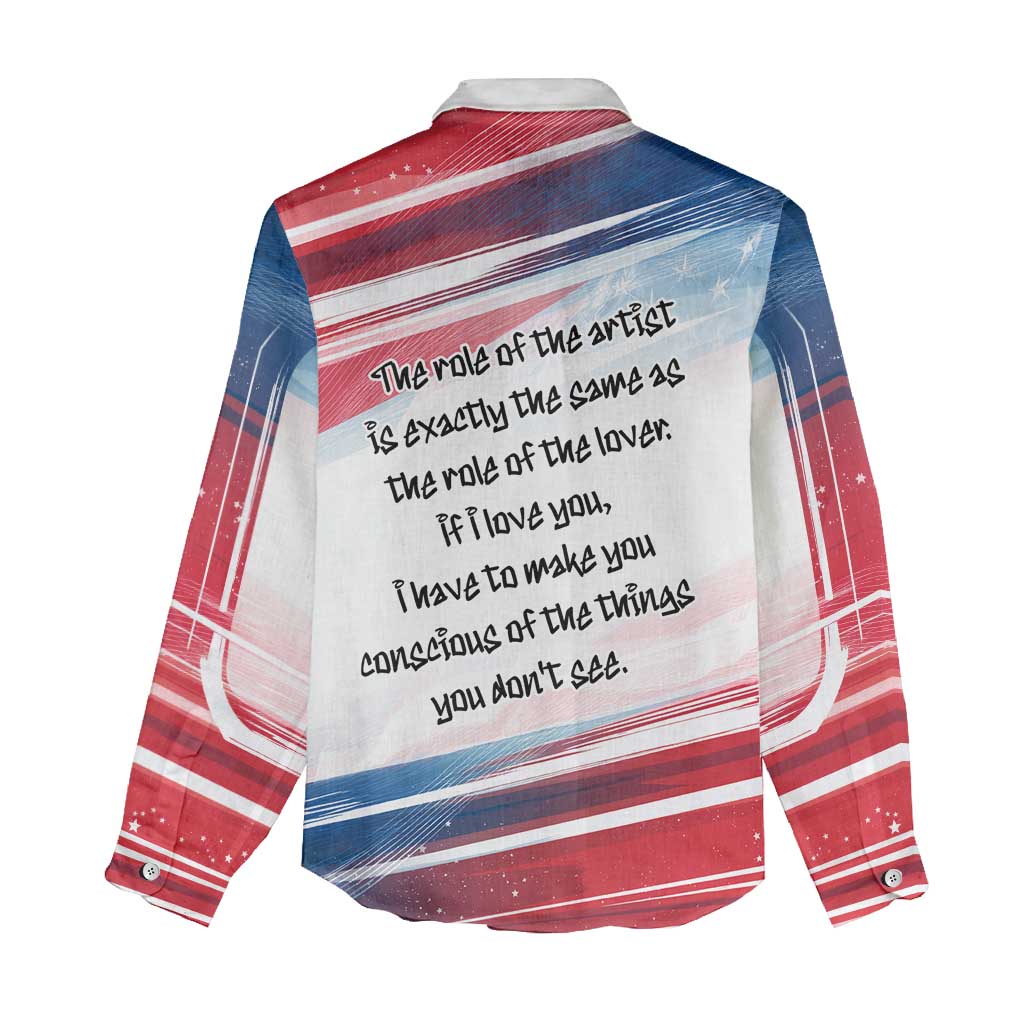 James Baldwin Women Casual Shirt Artistic Portrait Quote on Love and Awareness Civil Rights Tribute - Wonder Print Shop