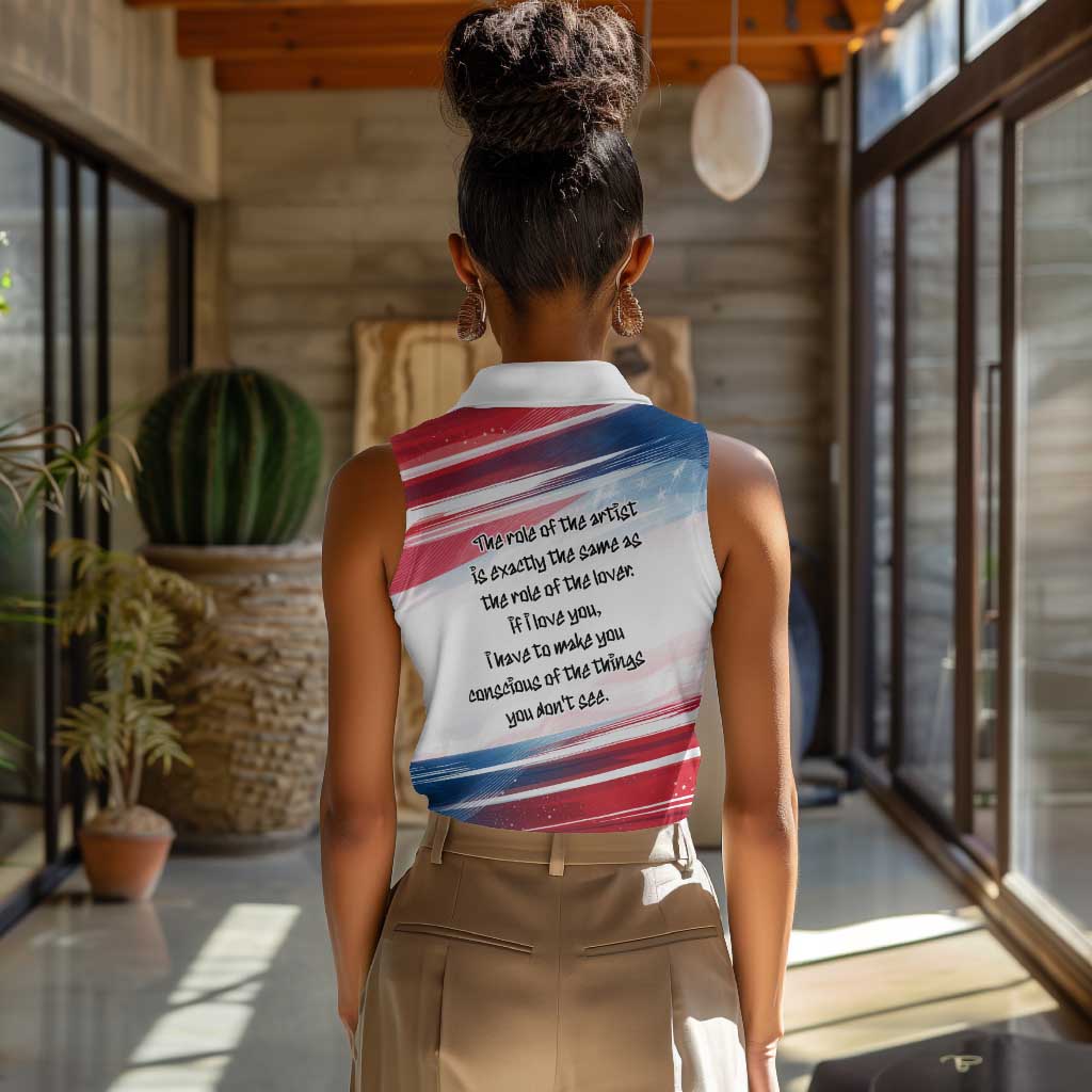 James Baldwin Women Sleeveless Polo Shirt Artistic Portrait Quote on Love and Awareness Civil Rights Tribute - Wonder Print Shop