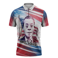James Baldwin Zipper Polo Shirt Artistic Portrait Quote on Love and Awareness Civil Rights Tribute - Wonder Print Shop