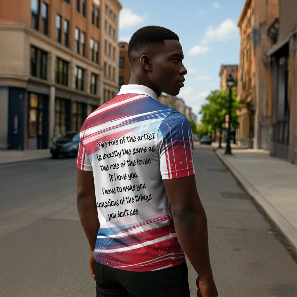 James Baldwin Zipper Polo Shirt Artistic Portrait Quote on Love and Awareness Civil Rights Tribute - Wonder Print Shop