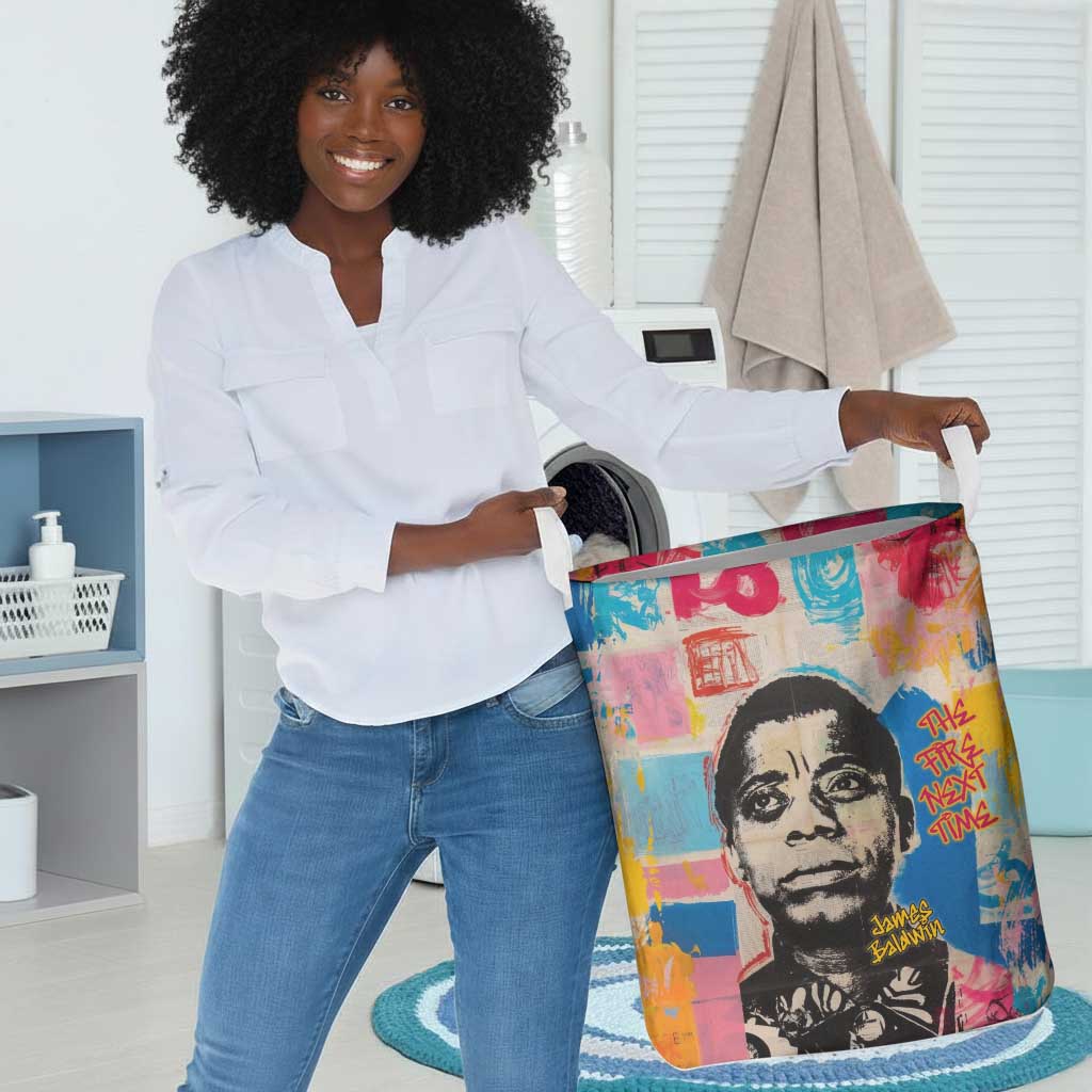 James Baldwin Laundry Basket Colorful Graffiti Style Portrait The Fire Next Time Text Bold Civil Rights Tribute - Wonder Print Shop