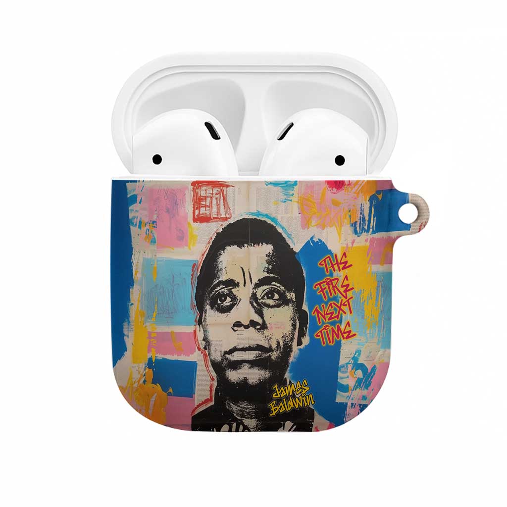 James Baldwin AirPods Case Colorful Graffiti Style Portrait The Fire Next Time Text Bold Civil Rights Tribute - Wonder Print Shop