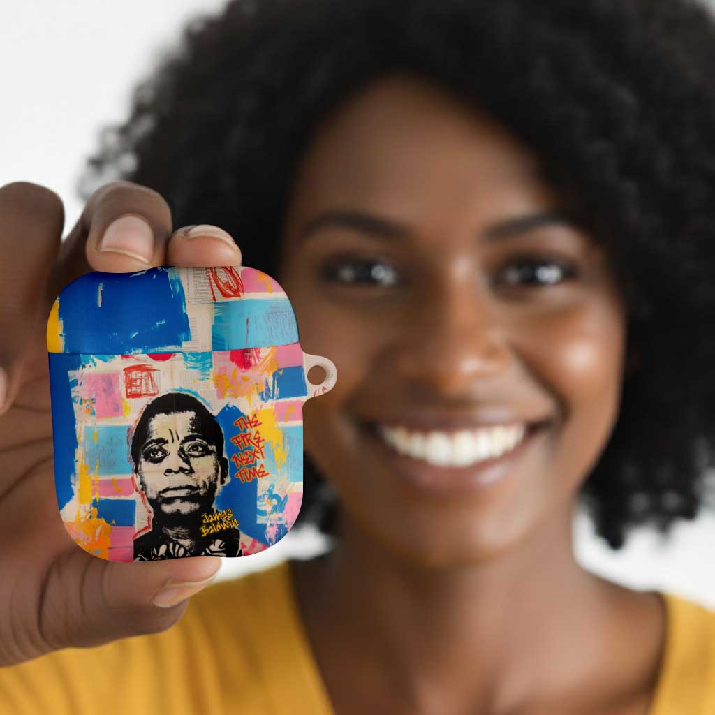 James Baldwin AirPods Case Colorful Graffiti Style Portrait The Fire Next Time Text Bold Civil Rights Tribute - Wonder Print Shop