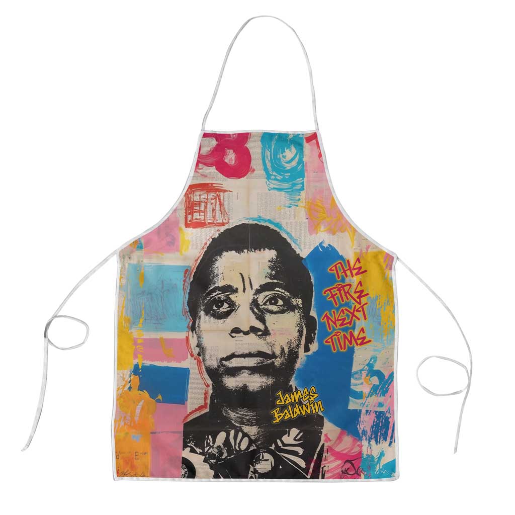 James Baldwin Apron Colorful Graffiti Style Portrait The Fire Next Time Text Bold Civil Rights Tribute - Wonder Print Shop