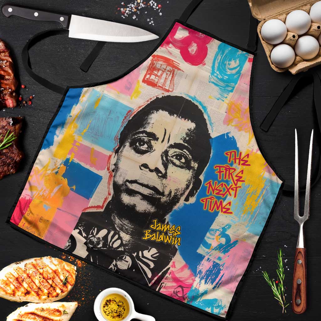 James Baldwin Apron Colorful Graffiti Style Portrait The Fire Next Time Text Bold Civil Rights Tribute - Wonder Print Shop