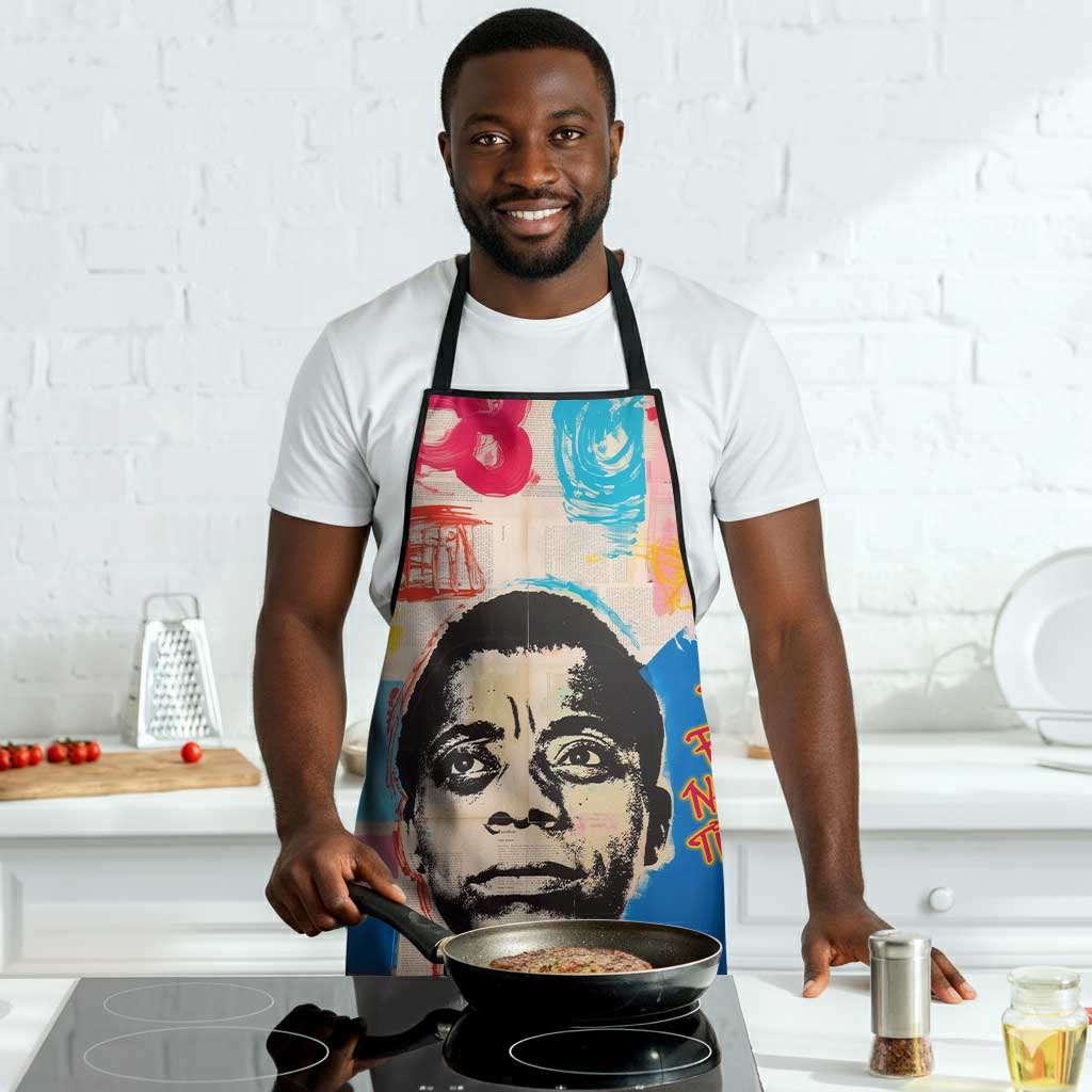 James Baldwin Apron Colorful Graffiti Style Portrait The Fire Next Time Text Bold Civil Rights Tribute - Wonder Print Shop