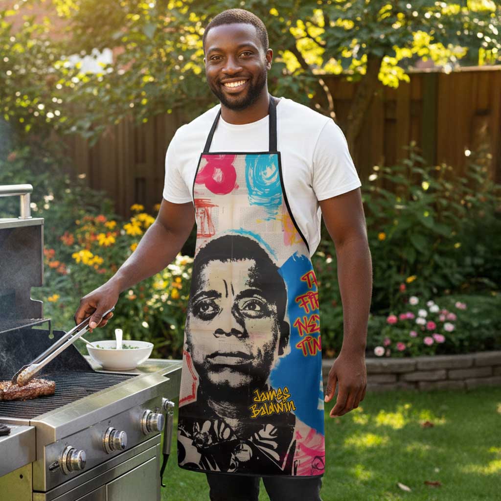 James Baldwin Apron Colorful Graffiti Style Portrait The Fire Next Time Text Bold Civil Rights Tribute - Wonder Print Shop
