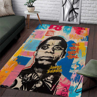 James Baldwin Area Rug Colorful Graffiti Style Portrait The Fire Next Time Text Bold Civil Rights Tribute - Wonder Print Shop