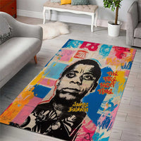 James Baldwin Area Rug Colorful Graffiti Style Portrait The Fire Next Time Text Bold Civil Rights Tribute - Wonder Print Shop