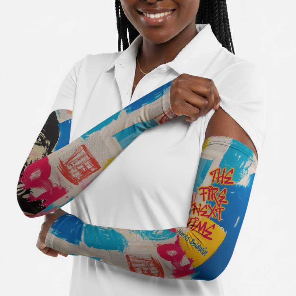 James Baldwin Arm Sleeves Colorful Graffiti Style Portrait The Fire Next Time Text Bold Civil Rights Tribute - Wonder Print Shop