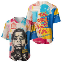 James Baldwin Baseball Jersey Colorful Graffiti Style Portrait The Fire Next Time Text Bold Civil Rights Tribute TS04