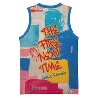 James Baldwin Basketball Jersey Colorful Graffiti Style Portrait The Fire Next Time Text Bold Civil Rights Tribute - Wonder Print Shop