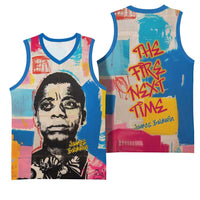 James Baldwin Basketball Jersey Colorful Graffiti Style Portrait The Fire Next Time Text Bold Civil Rights Tribute - Wonder Print Shop