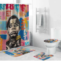 James Baldwin Bathroom Set Colorful Graffiti Style Portrait The Fire Next Time Text Bold Civil Rights Tribute - Wonder Print Shop