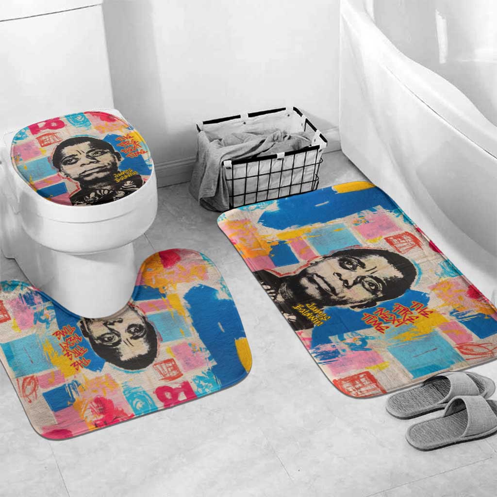 James Baldwin Bathroom Set Colorful Graffiti Style Portrait The Fire Next Time Text Bold Civil Rights Tribute - Wonder Print Shop