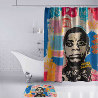 James Baldwin Bathroom Set Colorful Graffiti Style Portrait The Fire Next Time Text Bold Civil Rights Tribute - Wonder Print Shop