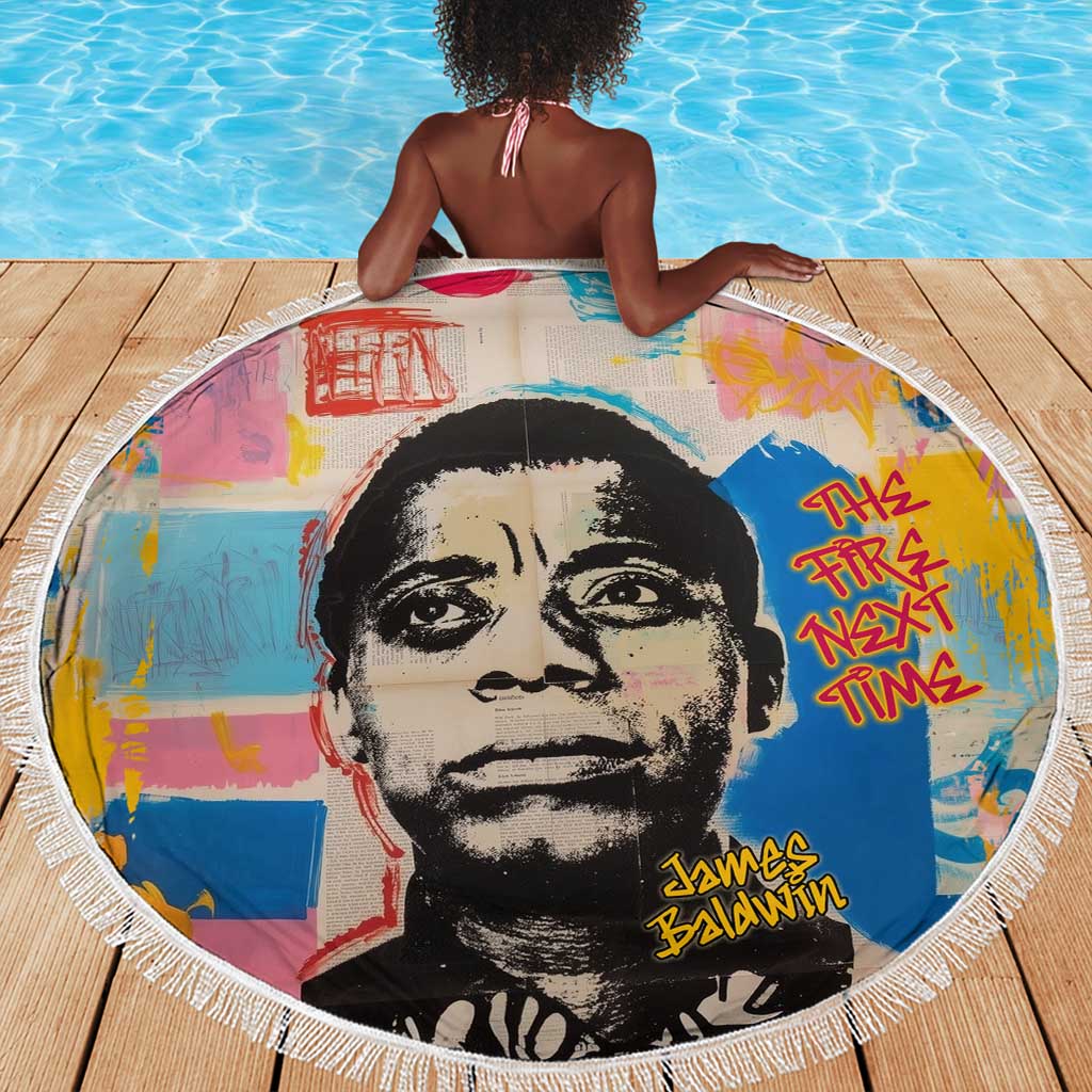 James Baldwin Beach Blanket Colorful Graffiti Style Portrait The Fire Next Time Text Bold Civil Rights Tribute - Wonder Print Shop