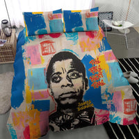James Baldwin Bedding Set Colorful Graffiti Style Portrait The Fire Next Time Text Bold Civil Rights Tribute - Wonder Print Shop