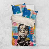 James Baldwin Bedding Set Colorful Graffiti Style Portrait The Fire Next Time Text Bold Civil Rights Tribute - Wonder Print Shop