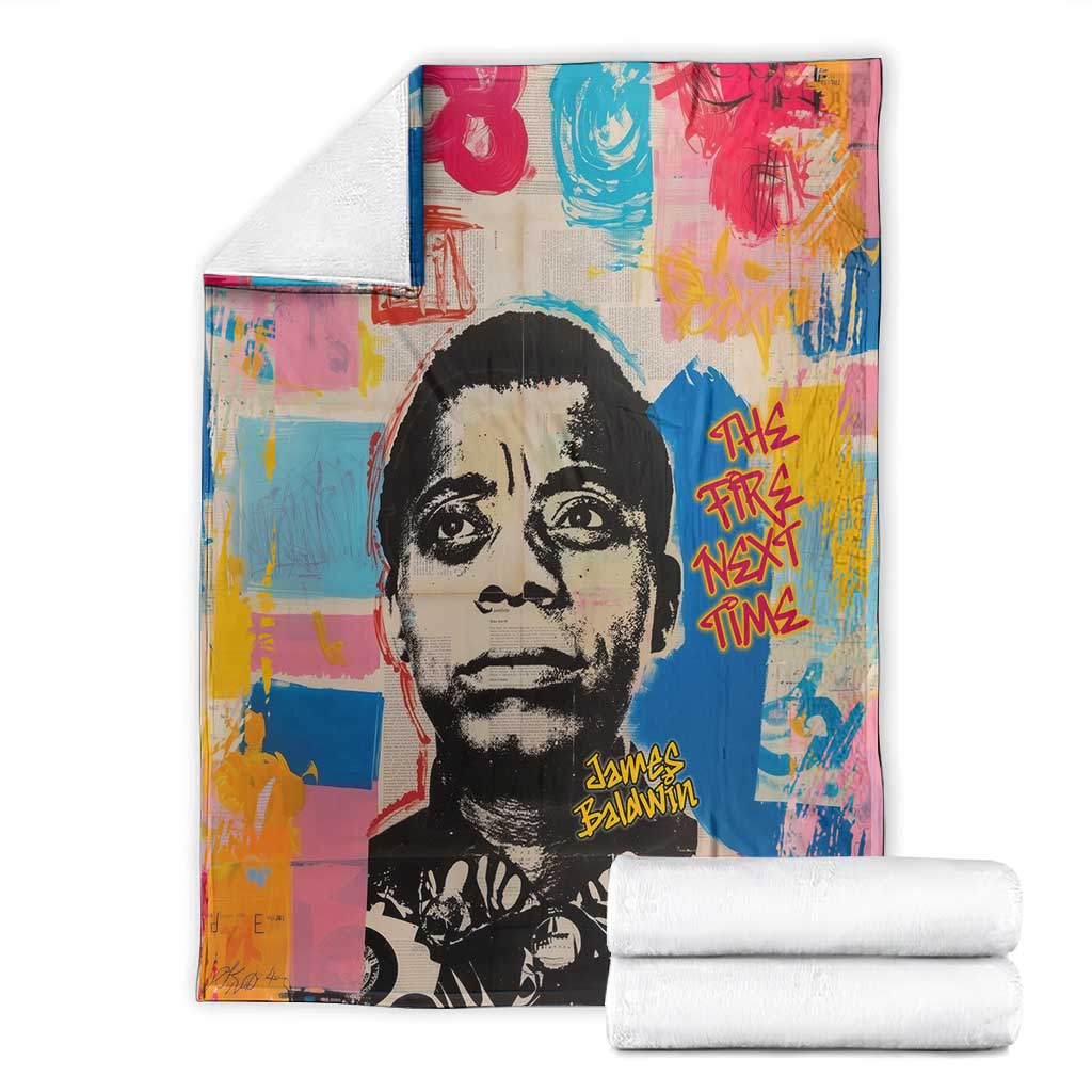 James Baldwin Blanket Colorful Graffiti Style Portrait The Fire Next Time Text Bold Civil Rights Tribute - Wonder Print Shop