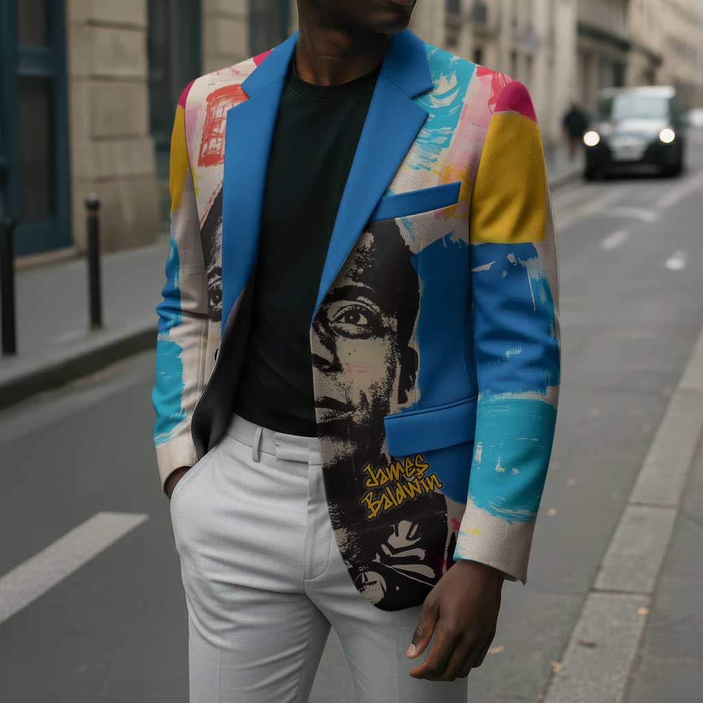 James Baldwin Blazer Colorful Graffiti Style Portrait The Fire Next Time Text Bold Civil Rights Tribute - Wonder Print Shop