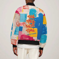 James Baldwin Bomber Jacket Colorful Graffiti Style Portrait The Fire Next Time Text Bold Civil Rights Tribute - Wonder Print Shop