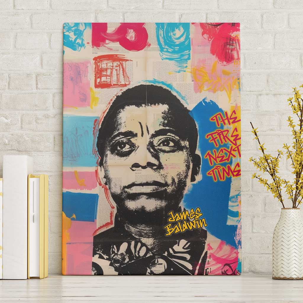 James Baldwin Canvas Wall Art Colorful Graffiti Style Portrait The Fire Next Time Text Bold Civil Rights Tribute - Wonder Print Shop
