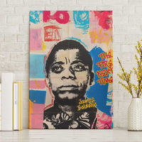 James Baldwin Canvas Wall Art Colorful Graffiti Style Portrait The Fire Next Time Text Bold Civil Rights Tribute - Wonder Print Shop