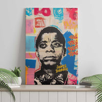 James Baldwin Canvas Wall Art Colorful Graffiti Style Portrait The Fire Next Time Text Bold Civil Rights Tribute - Wonder Print Shop