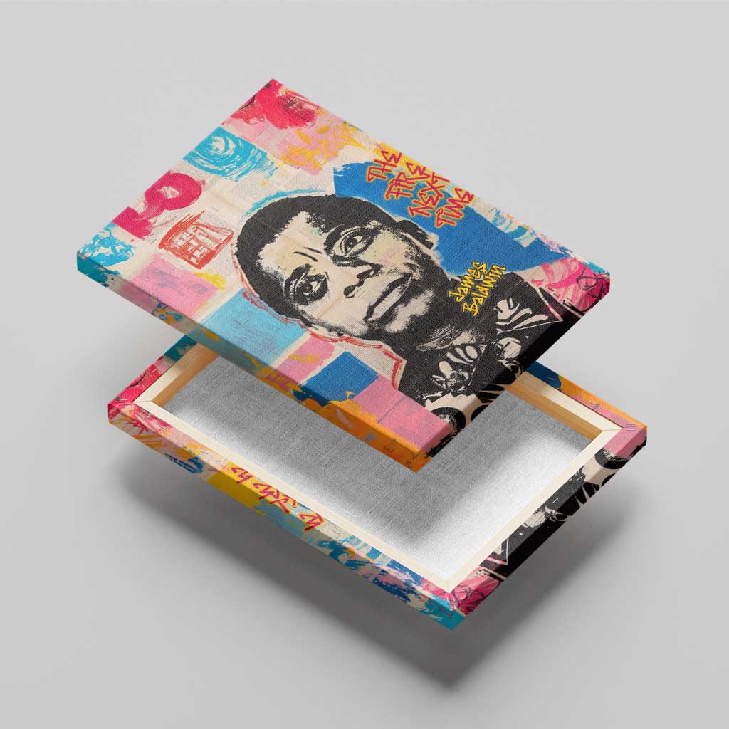 James Baldwin Canvas Wall Art Colorful Graffiti Style Portrait The Fire Next Time Text Bold Civil Rights Tribute - Wonder Print Shop