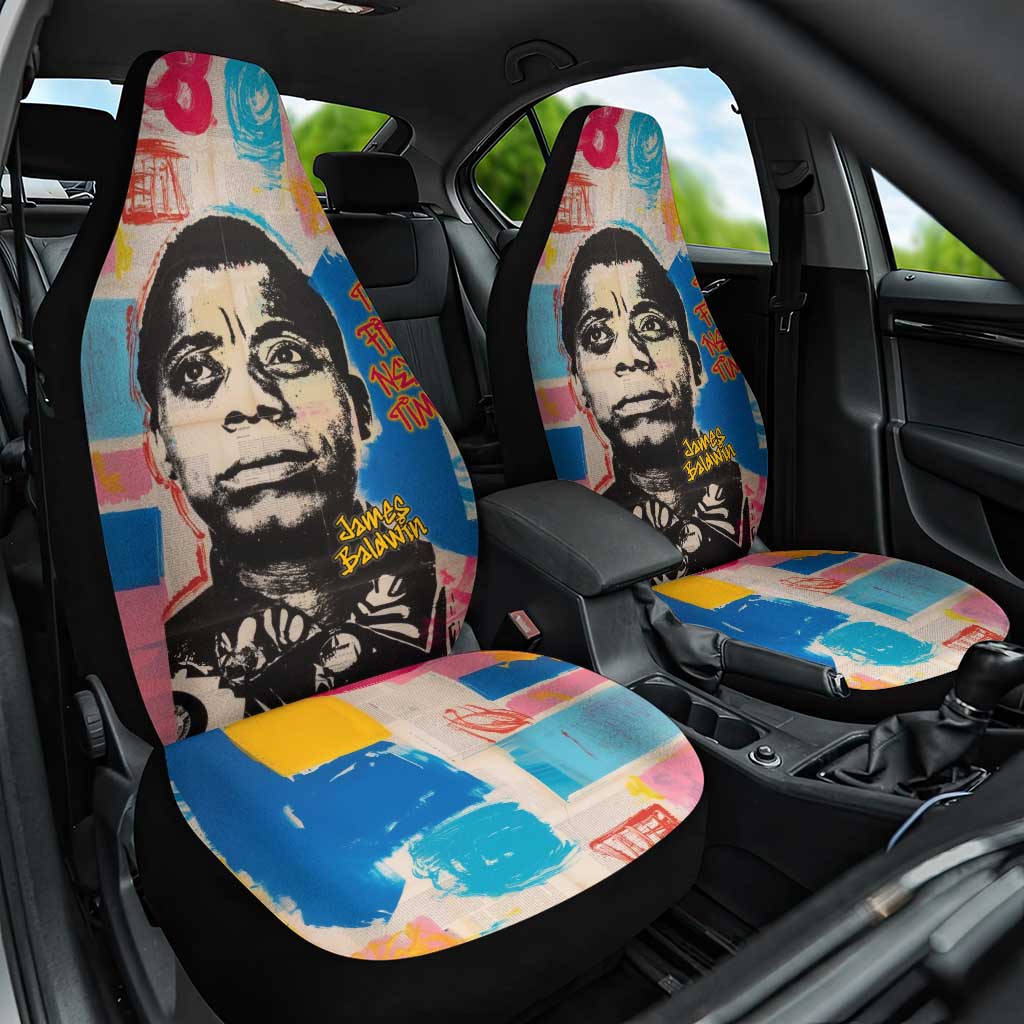 James Baldwin Car Seat Cover Colorful Graffiti Style Portrait The Fire Next Time Text Bold Civil Rights Tribute - Wonder Print Shop