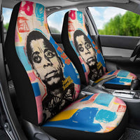 James Baldwin Car Seat Cover Colorful Graffiti Style Portrait The Fire Next Time Text Bold Civil Rights Tribute - Wonder Print Shop