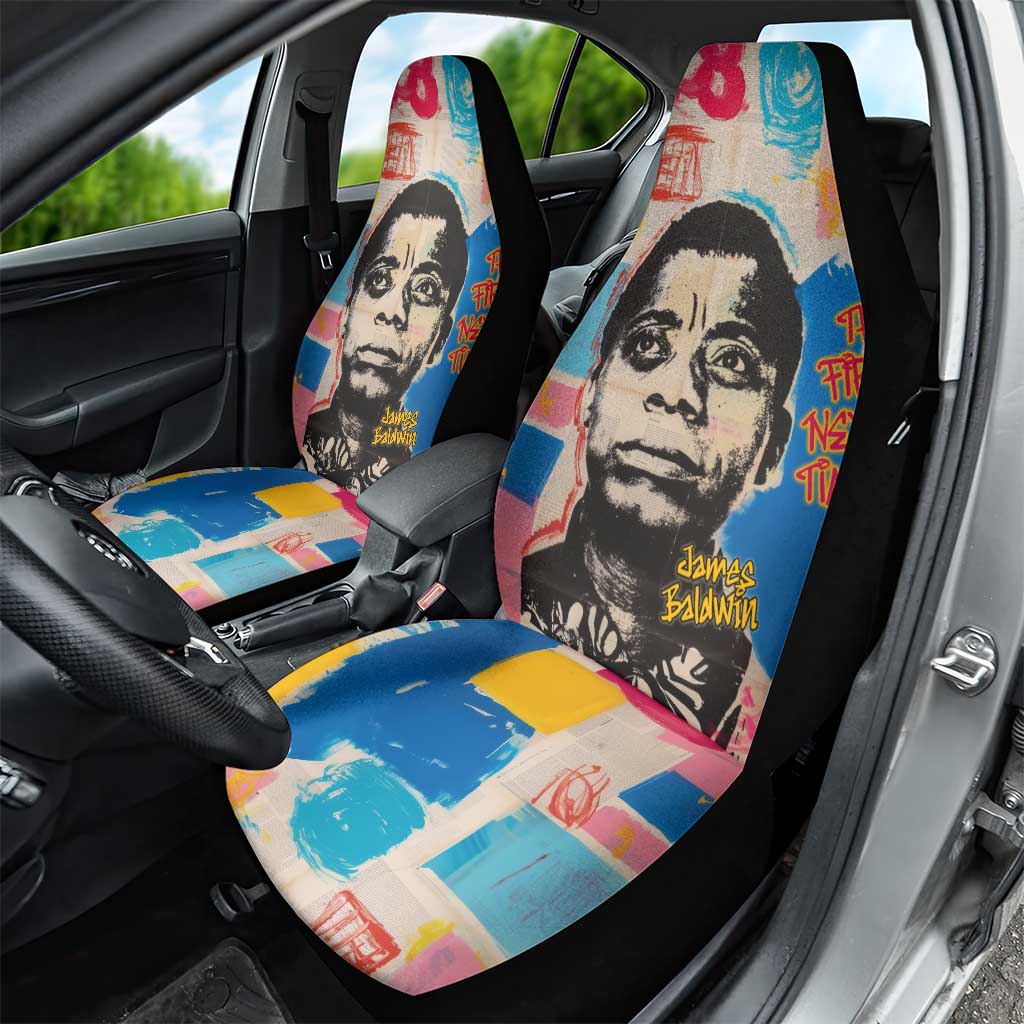 James Baldwin Car Seat Cover Colorful Graffiti Style Portrait The Fire Next Time Text Bold Civil Rights Tribute - Wonder Print Shop