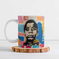 James Baldwin Ceramic Mug Colorful Graffiti Style Portrait The Fire Next Time Text Bold Civil Rights Tribute - Wonder Print Shop
