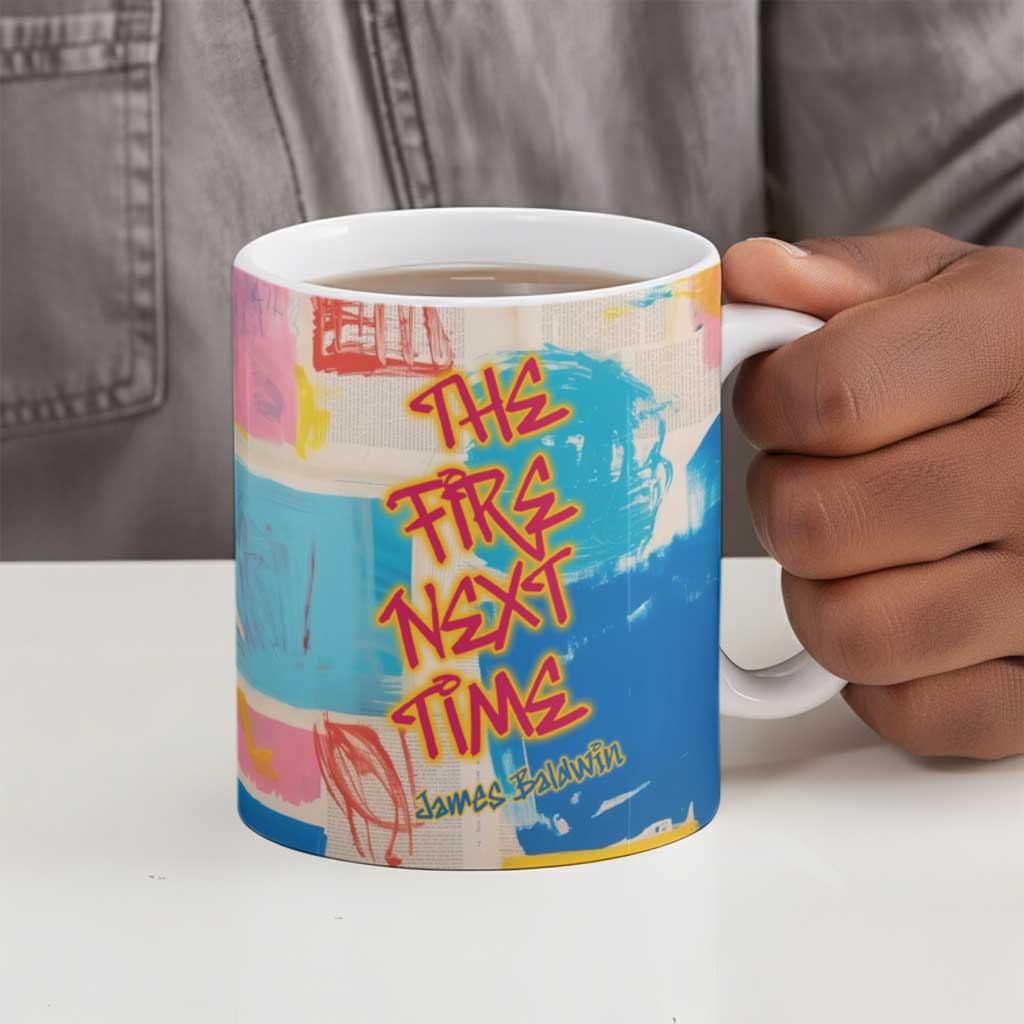 James Baldwin Ceramic Mug Colorful Graffiti Style Portrait The Fire Next Time Text Bold Civil Rights Tribute - Wonder Print Shop
