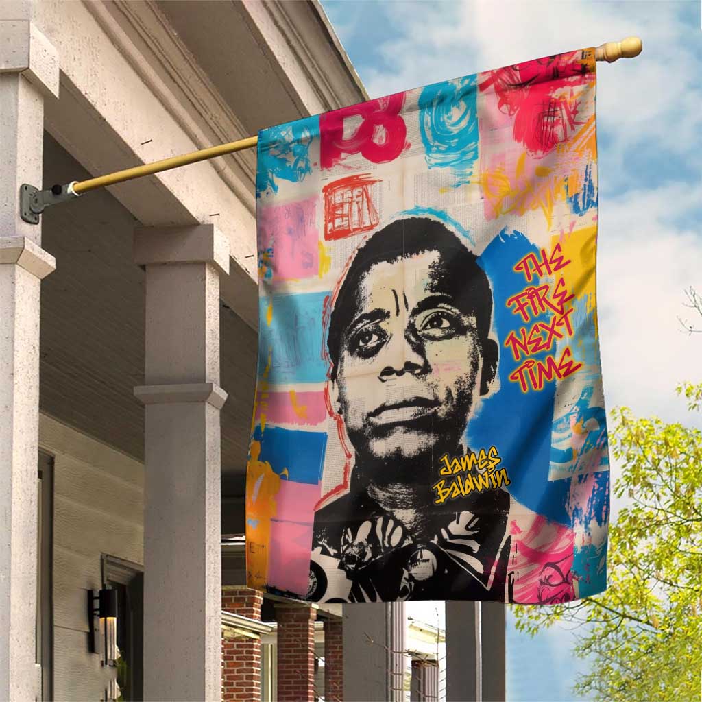 James Baldwin Garden Flag Colorful Graffiti Style Portrait The Fire Next Time Text Bold Civil Rights Tribute - Wonder Print Shop