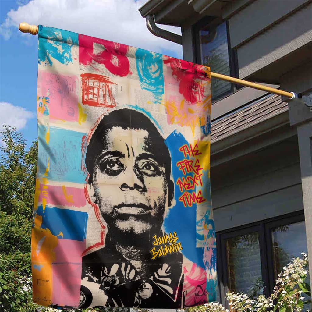 James Baldwin Garden Flag Colorful Graffiti Style Portrait The Fire Next Time Text Bold Civil Rights Tribute - Wonder Print Shop