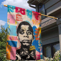 James Baldwin Garden Flag Colorful Graffiti Style Portrait The Fire Next Time Text Bold Civil Rights Tribute - Wonder Print Shop
