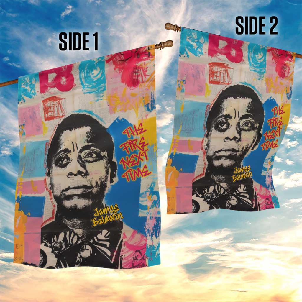 James Baldwin Garden Flag Colorful Graffiti Style Portrait The Fire Next Time Text Bold Civil Rights Tribute - Wonder Print Shop