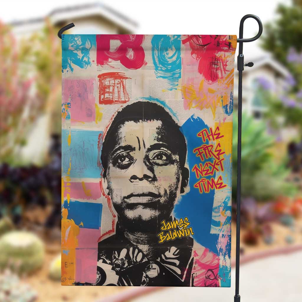 James Baldwin Garden Flag Colorful Graffiti Style Portrait The Fire Next Time Text Bold Civil Rights Tribute - Wonder Print Shop