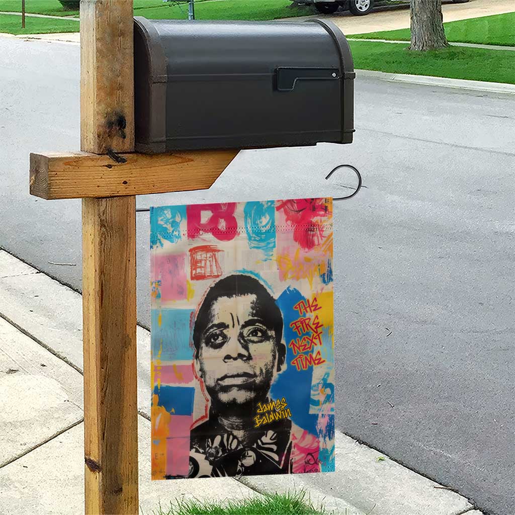 James Baldwin Garden Flag Colorful Graffiti Style Portrait The Fire Next Time Text Bold Civil Rights Tribute - Wonder Print Shop