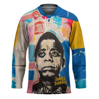 James Baldwin Hockey Jersey Colorful Graffiti Style Portrait The Fire Next Time Text Bold Civil Rights Tribute - Wonder Print Shop