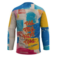 James Baldwin Hockey Jersey Colorful Graffiti Style Portrait The Fire Next Time Text Bold Civil Rights Tribute - Wonder Print Shop