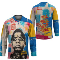 James Baldwin Hockey Jersey Colorful Graffiti Style Portrait The Fire Next Time Text Bold Civil Rights Tribute - Wonder Print Shop