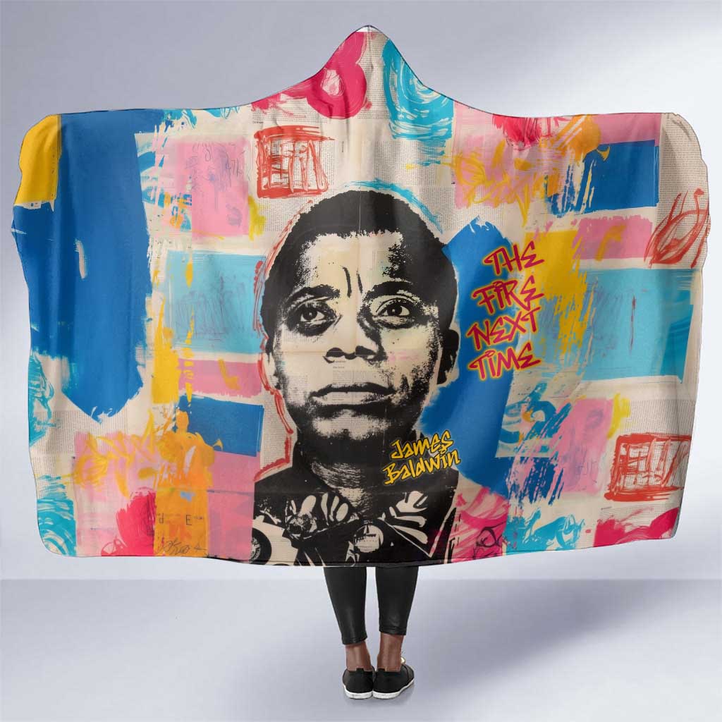 James Baldwin Hooded Blanket Colorful Graffiti Style Portrait The Fire Next Time Text Bold Civil Rights Tribute - Wonder Print Shop
