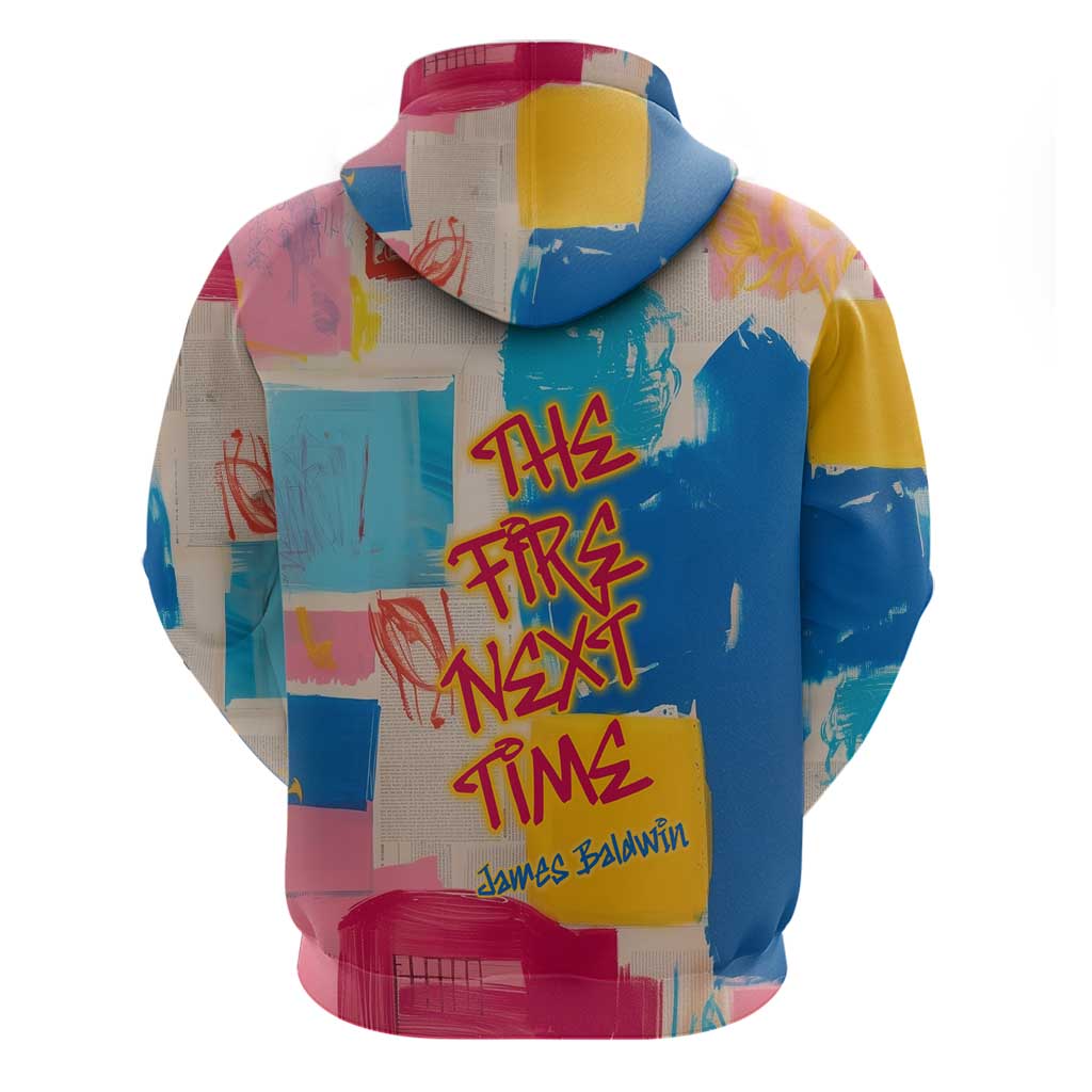 James Baldwin Hoodie Colorful Graffiti Style Portrait The Fire Next Time Text Bold Civil Rights Tribute - Wonder Print Shop